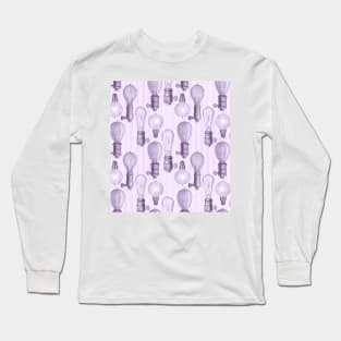 Vintage Light Bulbs in Purple Long Sleeve T-Shirt